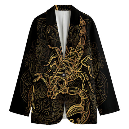 Gold Scorpio Print Women's Cotton Blazer