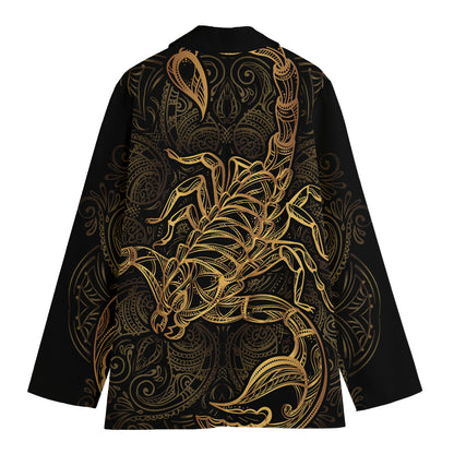Gold Scorpio Print Women's Cotton Blazer