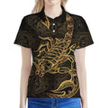 Gold Scorpio Print Women's Polo Shirt