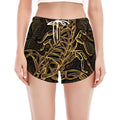 Gold Scorpio Print Women's Split Running Shorts