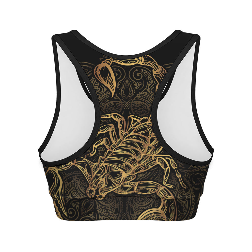 Gold Scorpio Print Women's Sports Bra