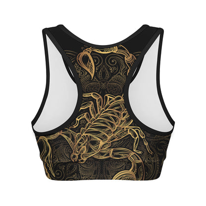 Gold Scorpio Print Women's Sports Bra