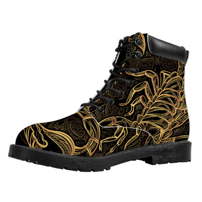 Gold Scorpio Print Work Boots