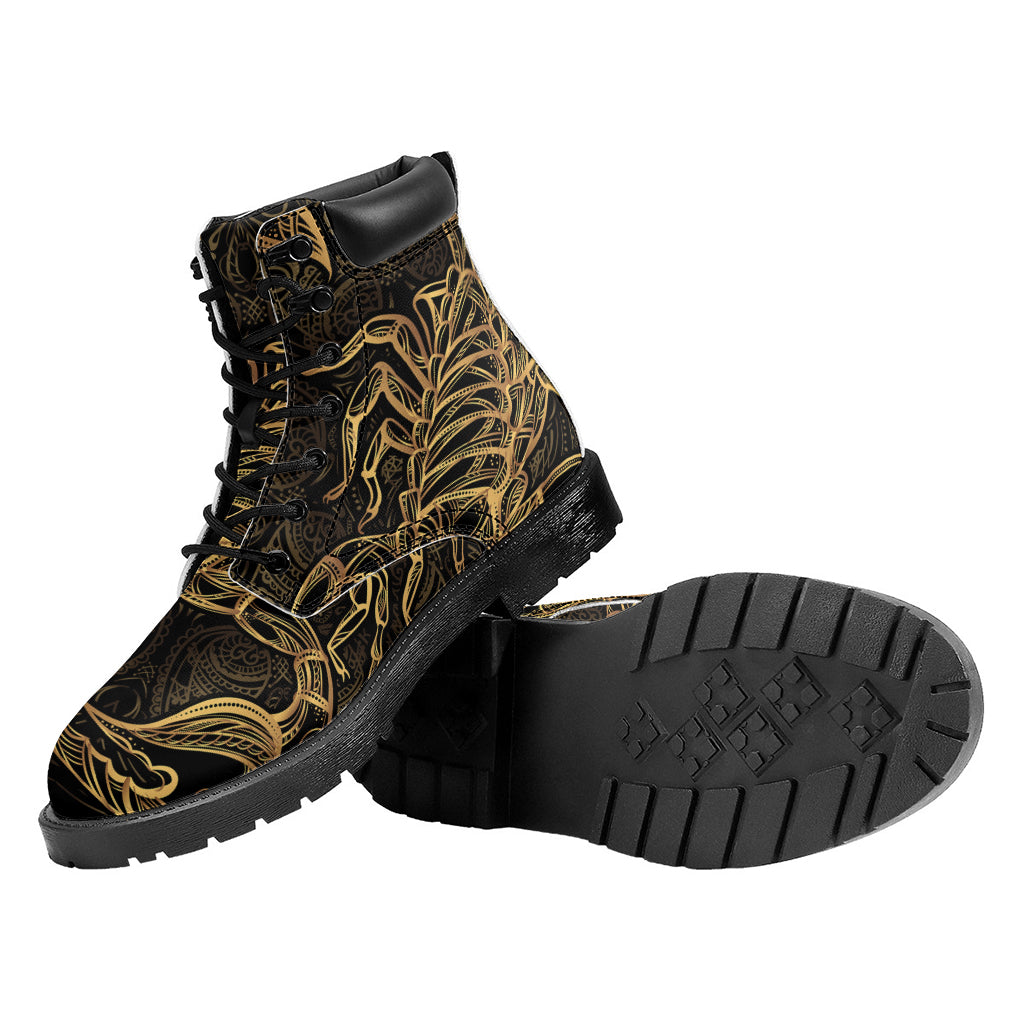 Gold Scorpio Print Work Boots