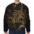 Gold Scorpio Print Zip Sleeve Bomber Jacket