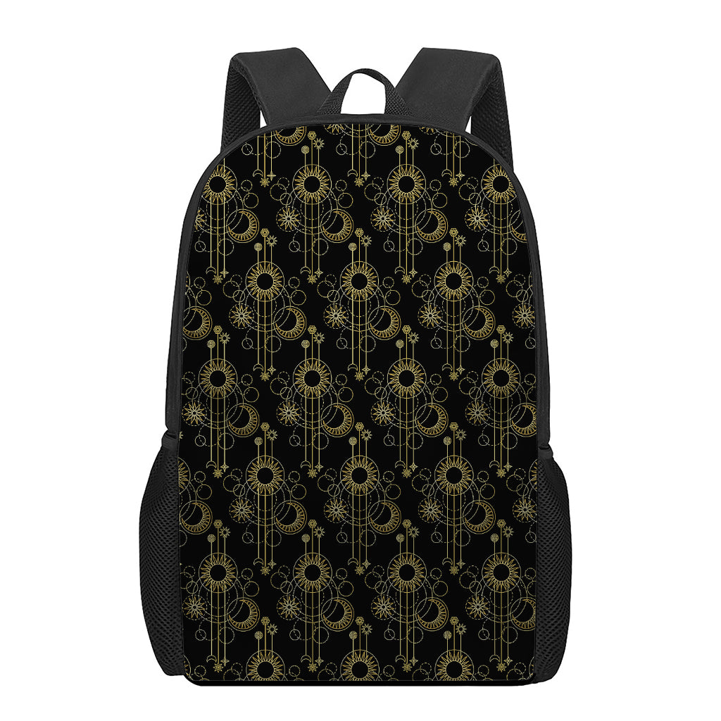 Gold Sun And Moon Pattern Print 17 Inch Backpack