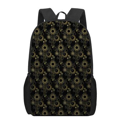 Gold Sun And Moon Pattern Print 17 Inch Backpack