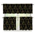 Gold Sun And Moon Pattern Print 3 Piece Kitchen Curtains