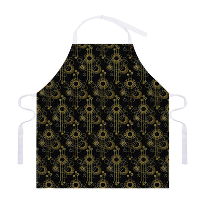 Gold Sun And Moon Pattern Print Adjustable Apron