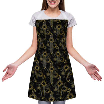 Gold Sun And Moon Pattern Print Adjustable Apron