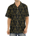Gold Sun And Moon Pattern Print Aloha Shirt