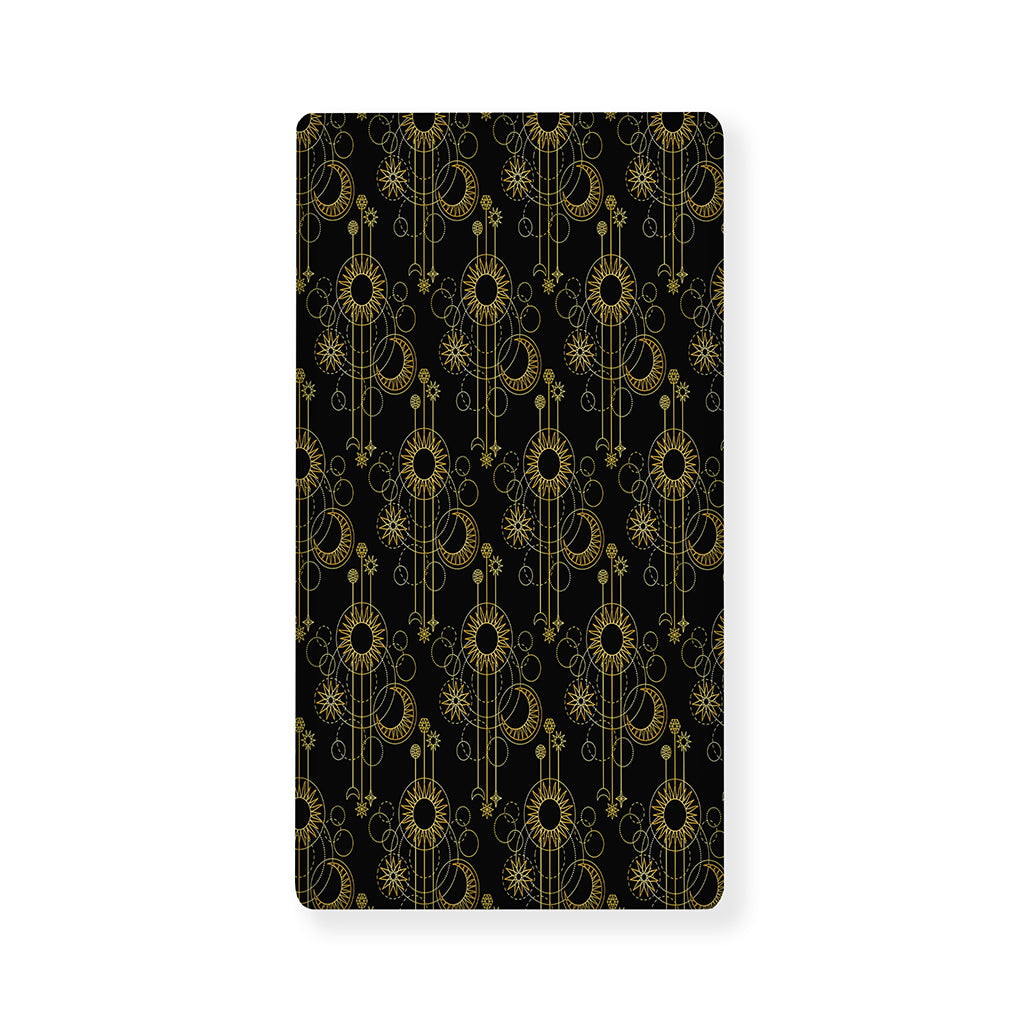 Gold Sun And Moon Pattern Print Baby Crib Sheet