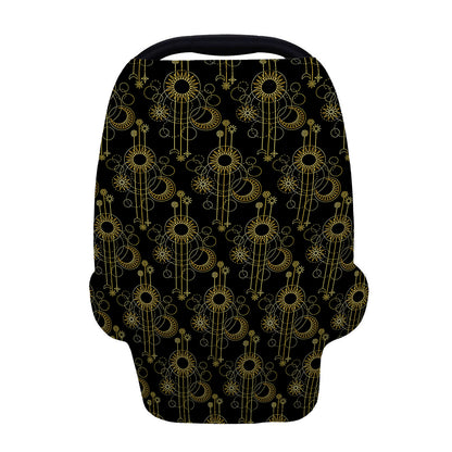 Gold Sun And Moon Pattern Print Baby Seat Cover