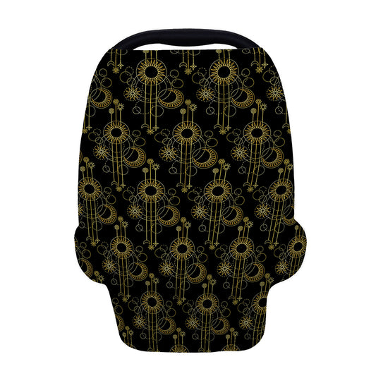 Gold Sun And Moon Pattern Print Baby Seat Cover