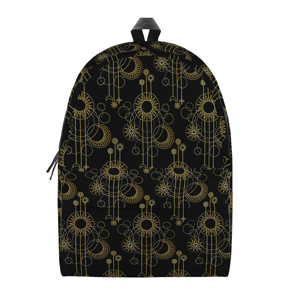 Gold Sun And Moon Pattern Print Backpack
