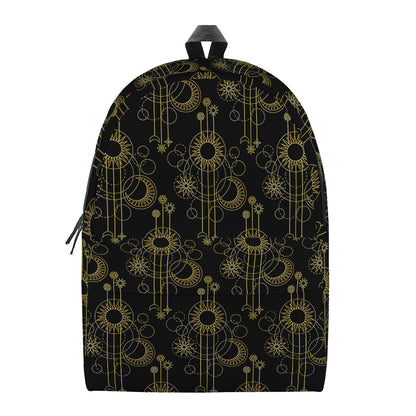 Gold Sun And Moon Pattern Print Backpack
