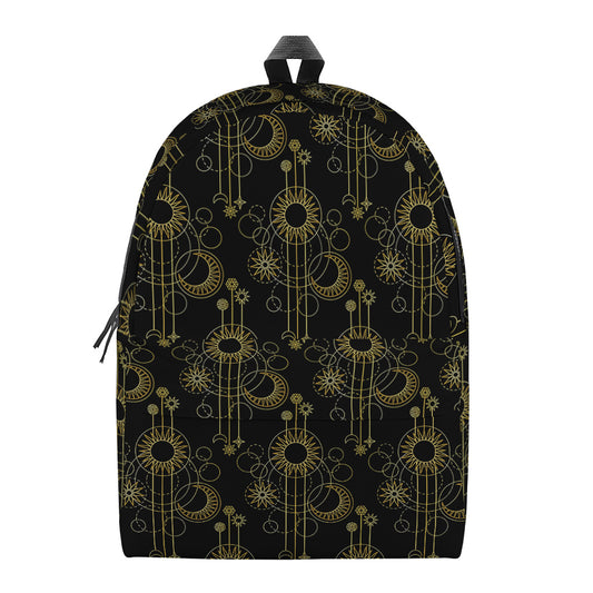 Gold Sun And Moon Pattern Print Backpack