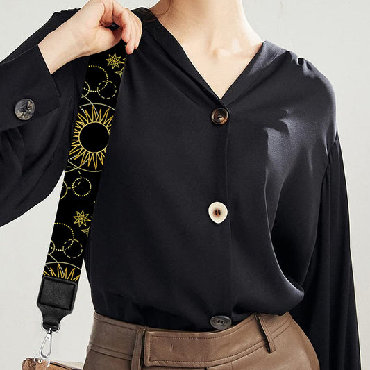 Gold Sun And Moon Pattern Print Bag Strap