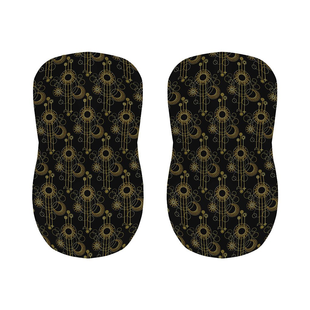 Gold Sun And Moon Pattern Print Bar Stool Covers