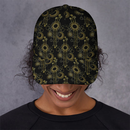 Gold Sun And Moon Pattern Print Baseball Cap