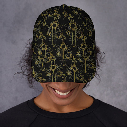 Gold Sun And Moon Pattern Print Baseball Cap