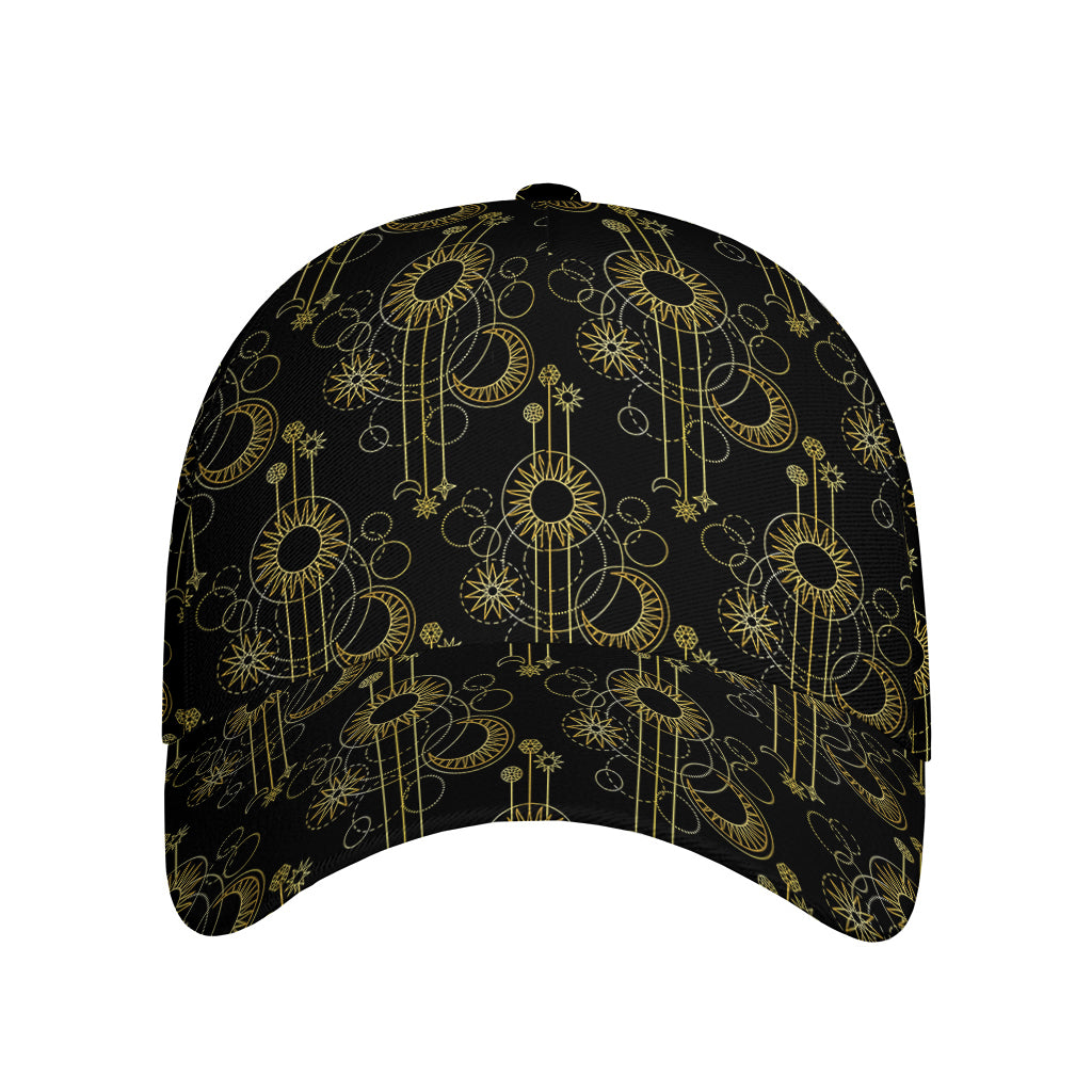 Gold Sun And Moon Pattern Print Baseball Cap