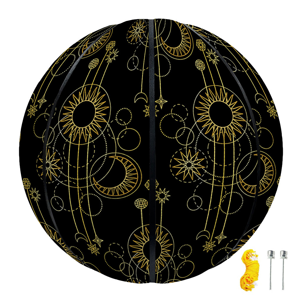Gold Sun And Moon Pattern Print Basketball