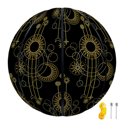Gold Sun And Moon Pattern Print Basketball
