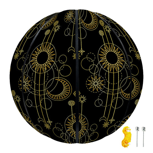 Gold Sun And Moon Pattern Print Basketball