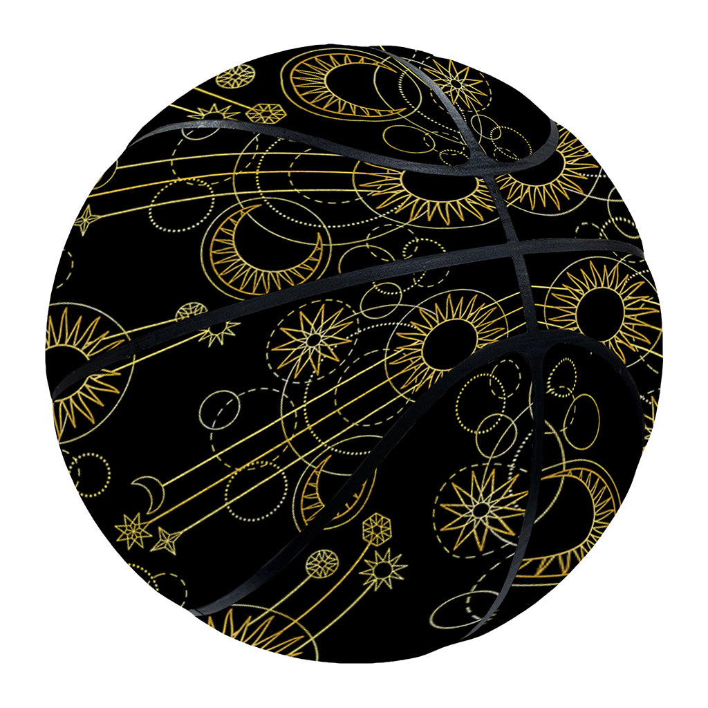 Gold Sun And Moon Pattern Print Basketball