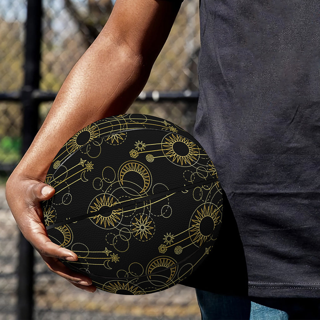 Gold Sun And Moon Pattern Print Basketball