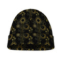 Gold Sun And Moon Pattern Print Beanie