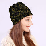 Gold Sun And Moon Pattern Print Beanie