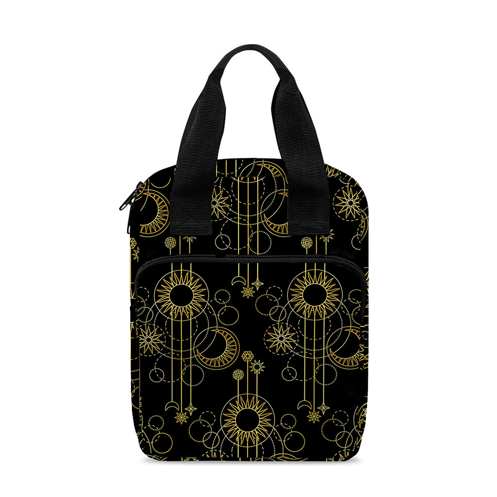 Gold Sun And Moon Pattern Print Bible Tote Bag