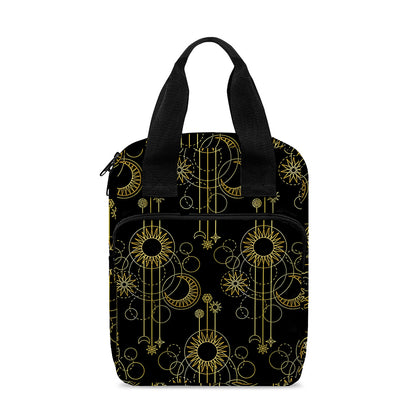 Gold Sun And Moon Pattern Print Bible Tote Bag