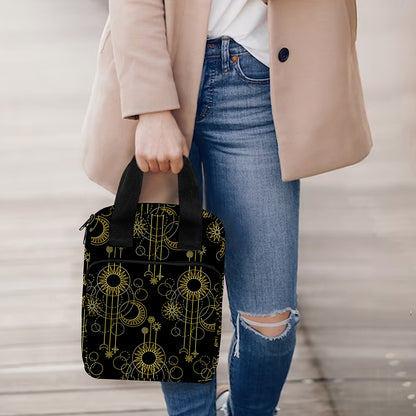 Gold Sun And Moon Pattern Print Bible Tote Bag
