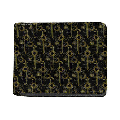 Gold Sun And Moon Pattern Print Bifold Wallet