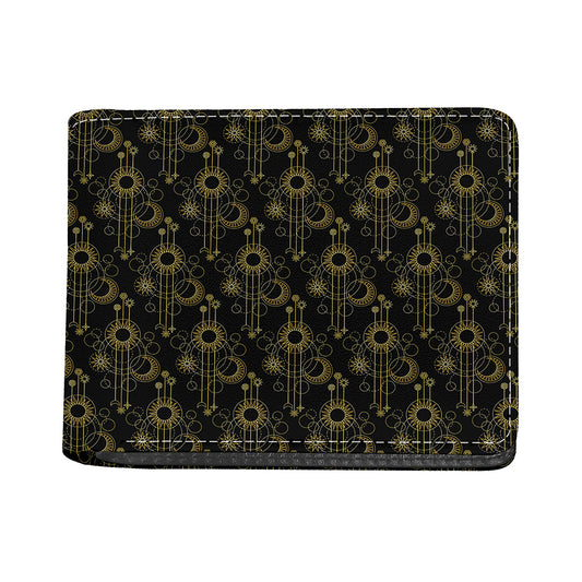 Gold Sun And Moon Pattern Print Bifold Wallet