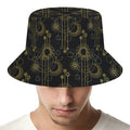 Gold Sun And Moon Pattern Print Bucket Hat