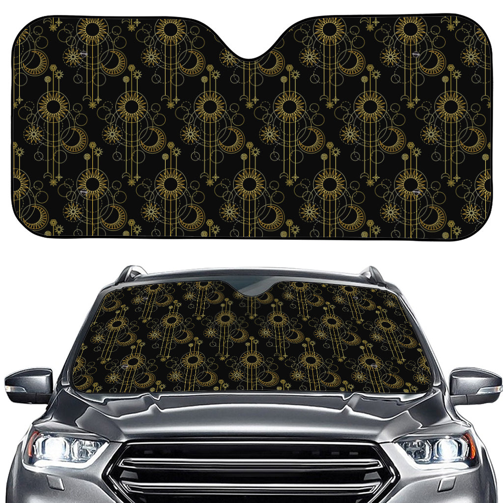 Gold Sun And Moon Pattern Print Car Windshield Sun Shade