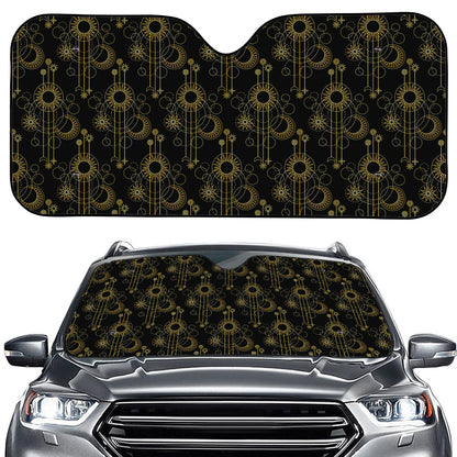 Gold Sun And Moon Pattern Print Car Windshield Sun Shade