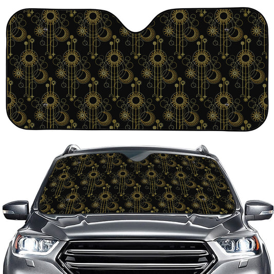 Gold Sun And Moon Pattern Print Car Windshield Sun Shade