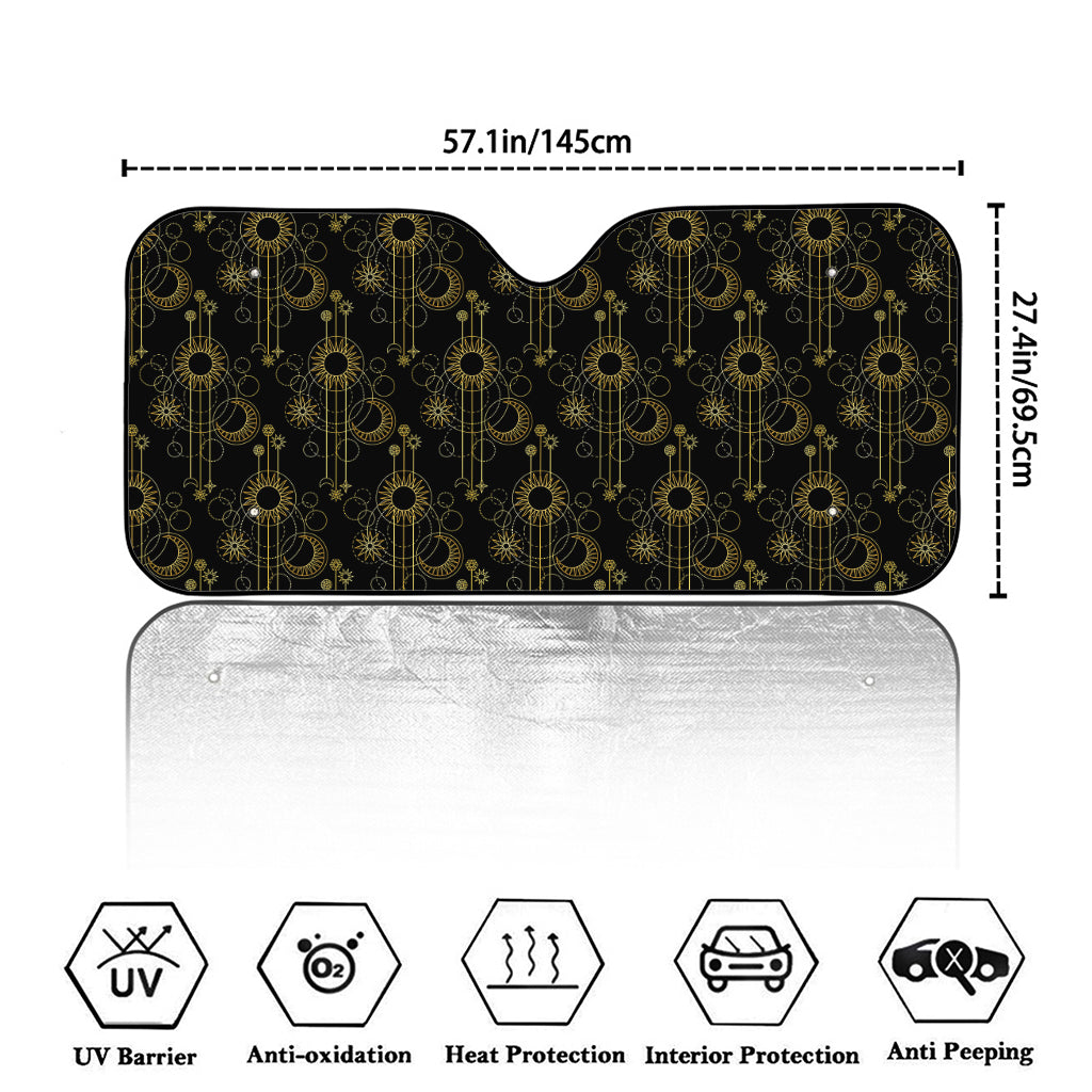 Gold Sun And Moon Pattern Print Car Windshield Sun Shade