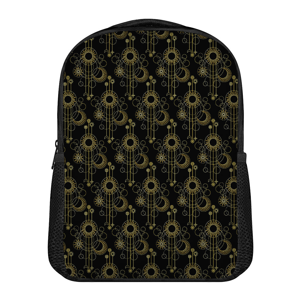 Gold Sun And Moon Pattern Print Casual Backpack