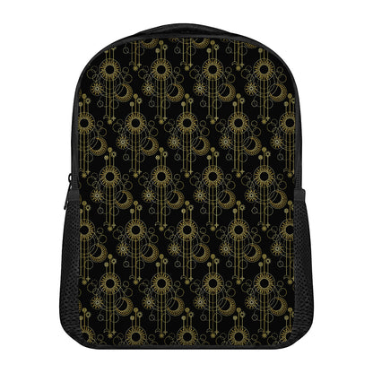 Gold Sun And Moon Pattern Print Casual Backpack