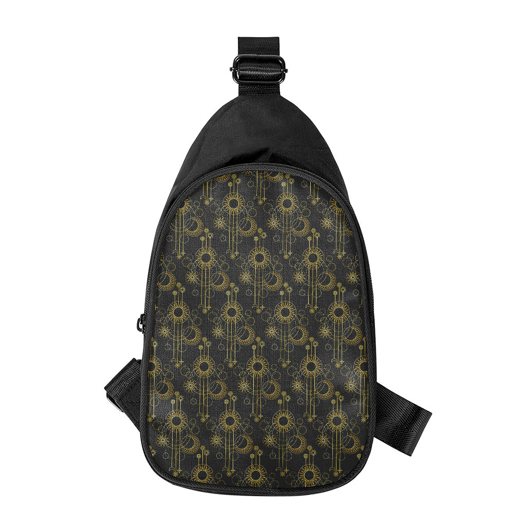 Gold Sun And Moon Pattern Print Chest Bag