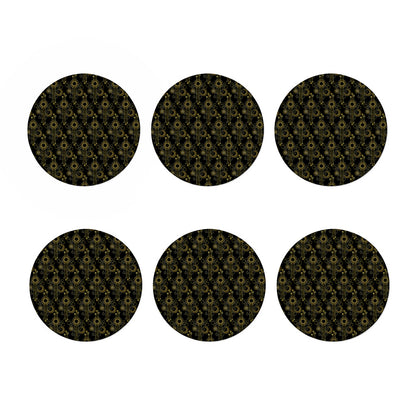 Gold Sun And Moon Pattern Print Coaster Set