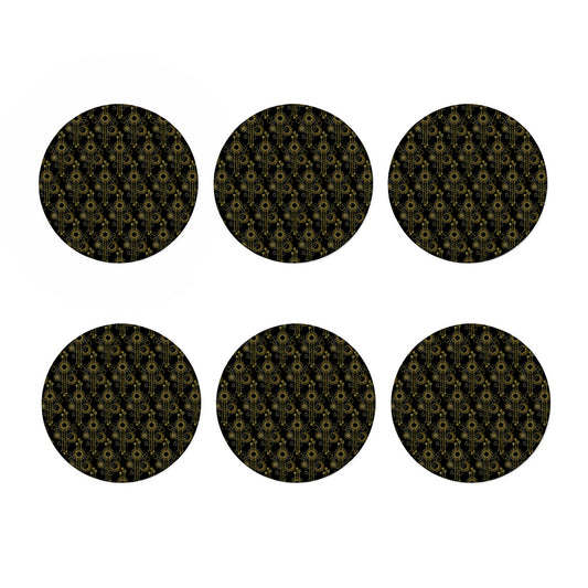 Gold Sun And Moon Pattern Print Coaster Set