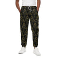 Gold Sun And Moon Pattern Print Cotton Sweatpants