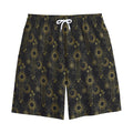 Gold Sun And Moon Pattern Print Cotton Shorts